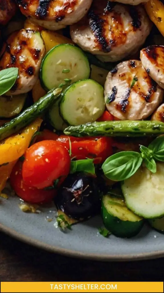 Grilled Chicken Sausages And Summer Vegetables Grilled Chicken Sausages And Summer Vegetables